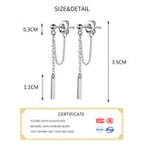 925 Sterling Silver Chain Tassel Bead Drop Earrings Wedding Jewelry