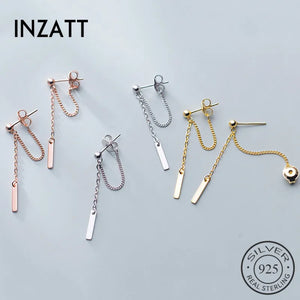 925 Sterling Silver Chain Tassel Bead Drop Earrings Wedding Jewelry
