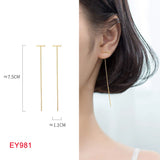 925 Silver Tassel Letter T Drop Earrings for Women