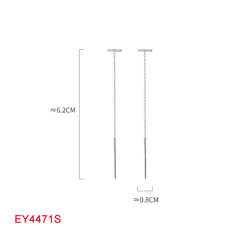 925 Silver Tassel Letter T Drop Earrings for Women