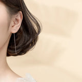925 Silver Tassel Letter T Drop Earrings for Women
