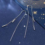 925 Silver Tassel Drop Earrings Women Party Jewelry