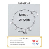 925 Sterling Silver Clover Anklet For Women Party Plant Bead Chain Gift