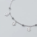 925 Sterling Silver Clover Anklet For Women Party Plant Bead Chain Gift