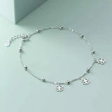 925 Sterling Silver Clover Anklet For Women Party Plant Bead Chain Gift