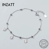 925 Sterling Silver Clover Anklet For Women Party Plant Bead Chain Gift