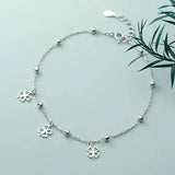925 Sterling Silver Clover Anklet For Women Party Plant Bead Chain Gift
