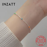925 Silver Colorful Bead Chain Bracelet Women Party Jewelry