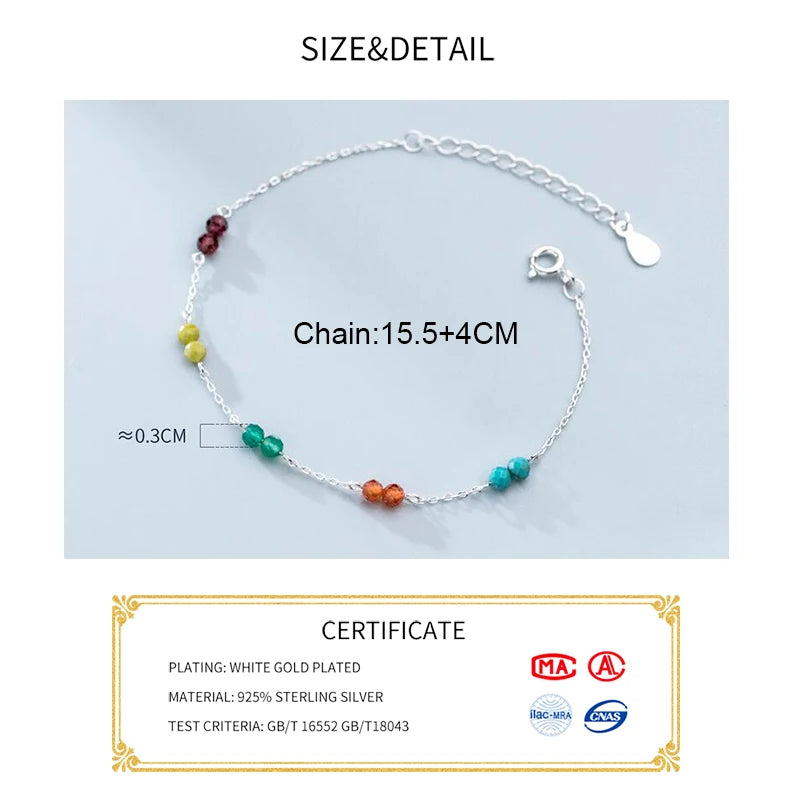 925 Silver Color Bead Chain Bracelet Women Party Jewelry