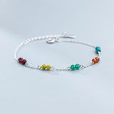 925 Silver Color Bead Chain Bracelet Women Party Jewelry