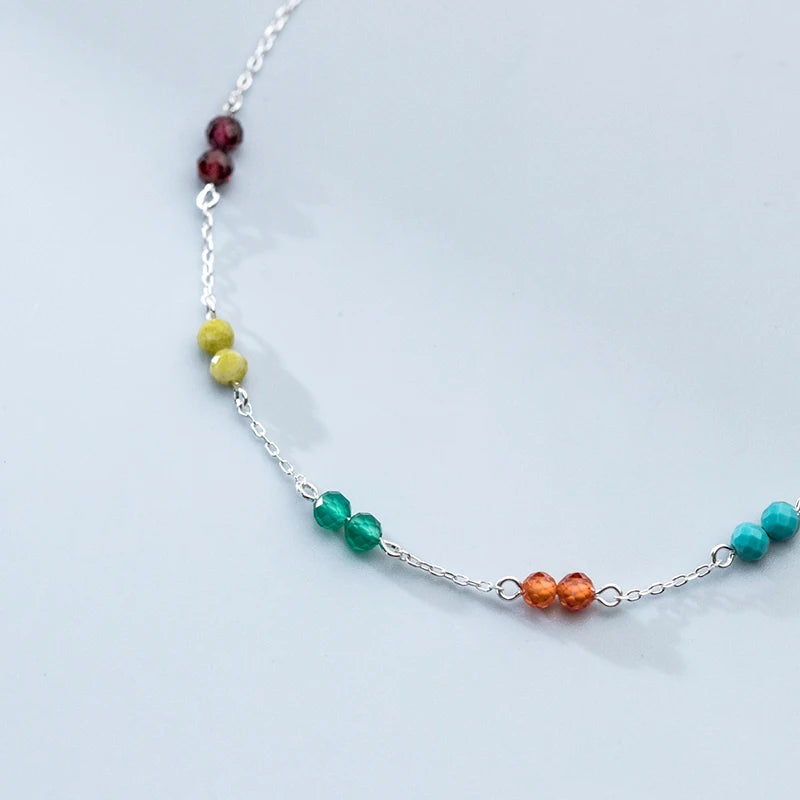 925 Silver Color Bead Chain Bracelet Women Party Jewelry