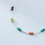 925 Silver Color Bead Chain Bracelet Women Party Jewelry