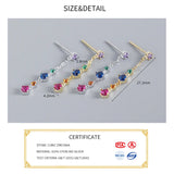 925 Silver Colorful Zircon Tassel Earrings Western Style