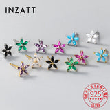 925 Silver Zircon Star Stud Earrings Women Party Jewelry
