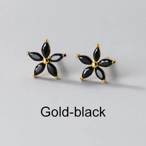 925 Silver Zircon Star Stud Earrings Women Party Jewelry