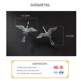 925 Silver Crane Stud Earrings Women's Jewelry Minimalist Accessories