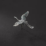 925 Silver Crane Stud Earrings Women's Jewelry Minimalist Accessories