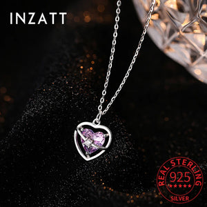 925 Silver Crystal Heart Choker Necklace Women Fine Jewelry
