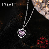 925 Silver Crystal Heart Choker Necklace Women Fine Jewelry