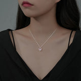 925 Silver Crystal Heart Choker Necklace Women Fine Jewelry