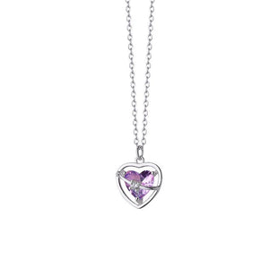 925 Silver Crystal Heart Choker Necklace Women Fine Jewelry