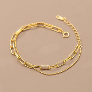 925 Silver Double Layer Bead Chain Bracelet