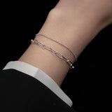 925 Silver Double Layer Bead Chain Bracelet