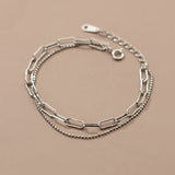 925 Silver Double Layer Bead Chain Bracelet