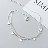 925 Sterling Silver Geometric Disc Anklet For Women Fine Jewelry