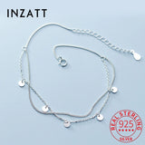 925 Sterling Silver Geometric Disc Anklet For Women Fine Jewelry