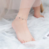 925 Sterling Silver Geometric Disc Anklet For Women Fine Jewelry