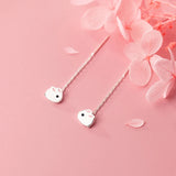 925 Silver Enamel Rabbit Chain Tassel Hoop Earrings
