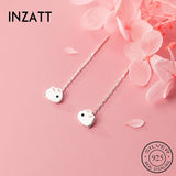 925 Silver Enamel Rabbit Chain Tassel Hoop Earrings