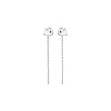 925 Silver Enamel Rabbit Chain Tassel Hoop Earrings