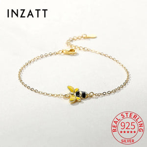925 Sterling Silver Enamel Bee Bracelet For Women