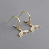 925 Silver Enamel Fish Tail Hoop Earrings Women Party Jewelry Accessories Gift