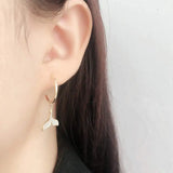 925 Silver Enamel Fish Tail Hoop Earrings Women Party Jewelry Accessories Gift