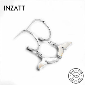 925 Silver Enamel Fish Tail Hoop Earrings Women Party Jewelry Accessories Gift