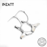 925 Silver Enamel Fish Tail Hoop Earrings Women Party Jewelry Accessories Gift