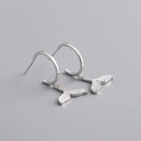 925 Silver Enamel Fish Tail Hoop Earrings Women Party Jewelry Accessories Gift