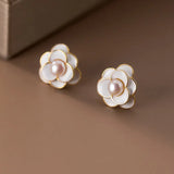 925 Silver Enamel Flower Stud Earrings for Women