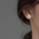 925 Silver Enamel Flower Stud Earrings for Women