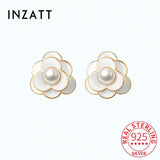 925 Silver Enamel Flower Stud Earrings for Women
