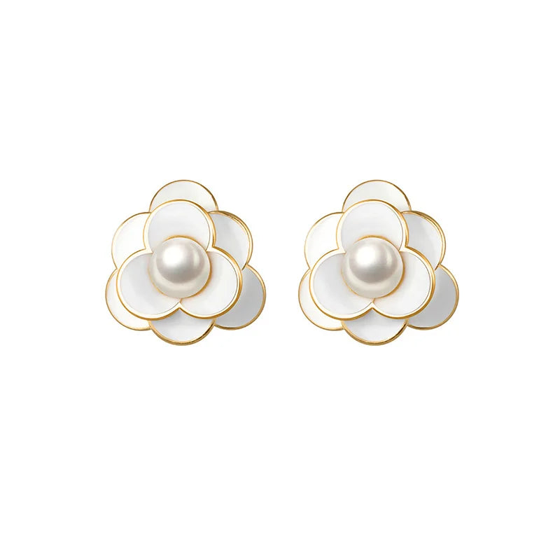 925 Silver Enamel Flower Stud Earrings for Women