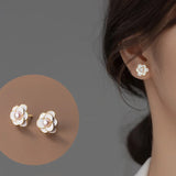 925 Silver Enamel Flower Stud Earrings for Women