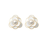 925 Silver Enamel Flower Stud Earrings for Women