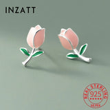 925 Sterling Silver Enamel Flower Stud Earrings Plant Accessories Gift