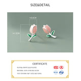 925 Sterling Silver Enamel Flower Stud Earrings Plant Accessories Gift