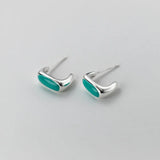 925 Silver Enamel Geometric Stud Earrings Party Jewelry