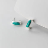 925 Silver Enamel Geometric Stud Earrings Party Jewelry